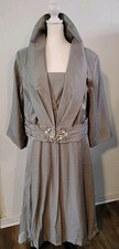 Midnight Velvet Sparkling Elegant Jacket Dress Silver Sz 24 W 2 Piece Nwt