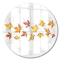 Glasuhr Design-Wanduhr Mit Leisem Uhrwerk HerbstbläTter WeißE Zeiger Fi60 Cm