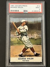 1961 Golden Press HOF St Louis George Sisler #10 - Vintage Graded PSA 9 MINT