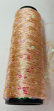 Lucci Yarns SequinYarn 12 Clear Sequin on Peach Yarn, Cone New