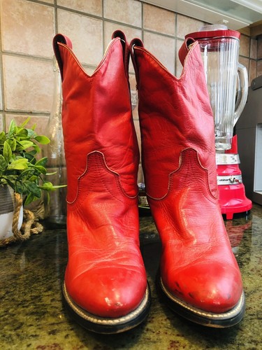 RED- Womens Leather Cowboy Boots | eBay