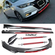 Front Bumper Lip Spoiler/ Body Kit+Side Skirt Carbon Fiber For Nissan Sentra