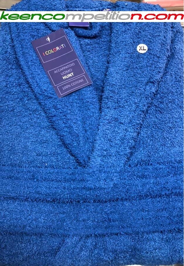 Accappatoio Unisex In Puro Cotone Spugna, Modello Con Collo A Scialle E Tasche