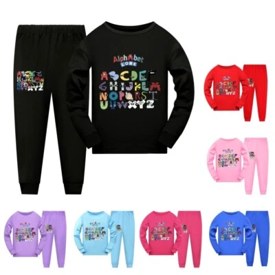 Kids Alphabet lore Pyjamas Top+Pants Sleepwear Nightwear PJ'S Set Outfits Gifts