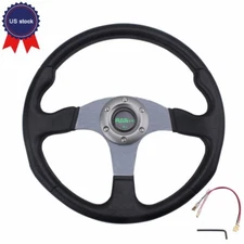 US STOCK 6 Bolt 14" 340MM Universal Drifting Racing Steering Wheel Aluminum Gray