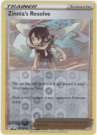 ZINNIA'S RESOLVE 164/203 EVOLVING SKIES POKEMON (REVERSE HOLO, NM)