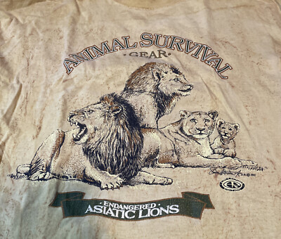 Vintage Factory Artwear Animal Survival Lion T-shirt XL Made In