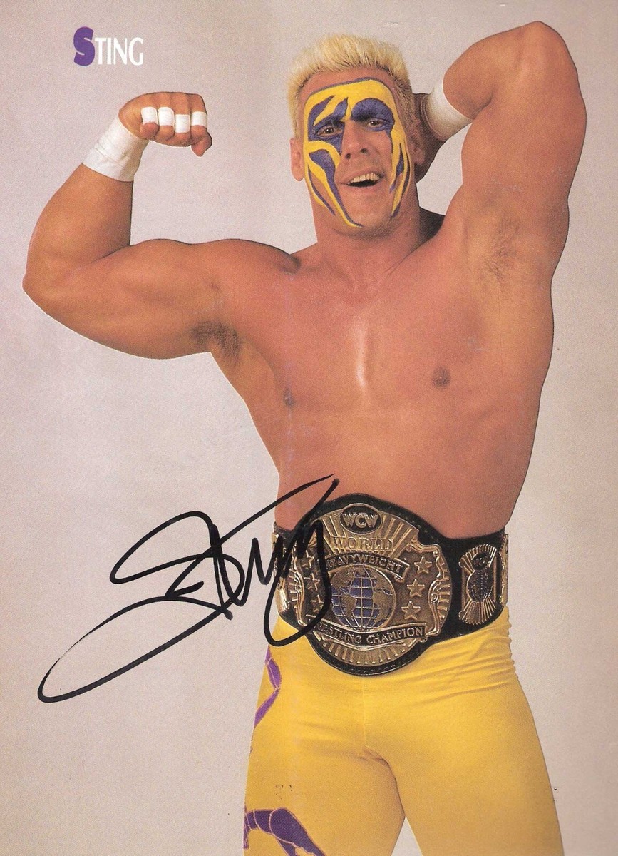AM266 The Icon Sting signed Vintage Wrestling Magazine back cover
