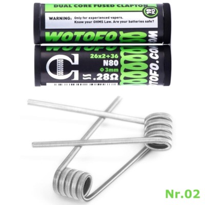 10x WOTOFO DUAL CORE FUSED CLAPTON Coils 0,28 Ohm Ni80 N80 Nichrome RBA, Nr.02