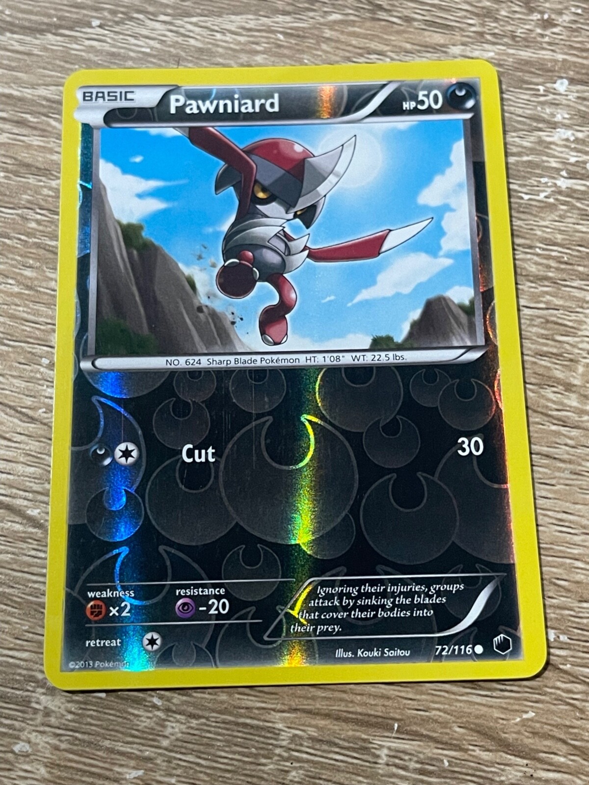 Pawniard Pokemon Card 72/116 Reverse Holo Plasma Freeze 2013
