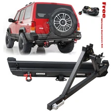 YEEGO Steel Rear Bumper W/ Tire Carrier For Jeep Cherokee XJ 1984-2001 Black