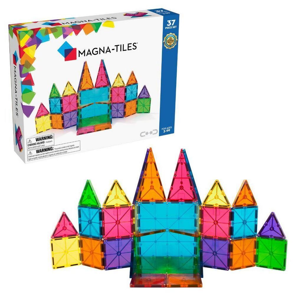 MAGNA-TILES Clear Colors, 37 шт., Набор магнитных плиток, ПАРОВАЯ игрушка для творческой игры