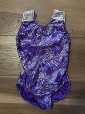 Go For The Gold Gymnastics leo girls Medium / Purple Silver