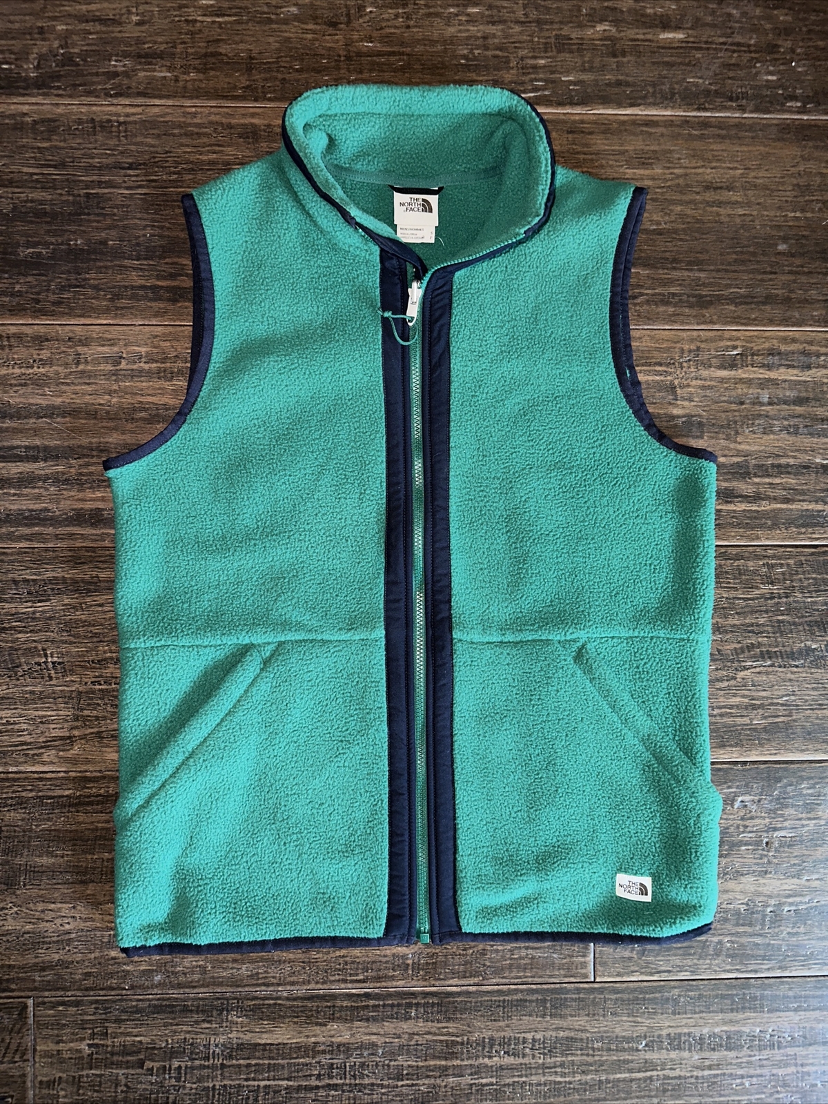 The North Face Carbondale Fleece Zip Vest Sz S Evergreen / Blue Aviator