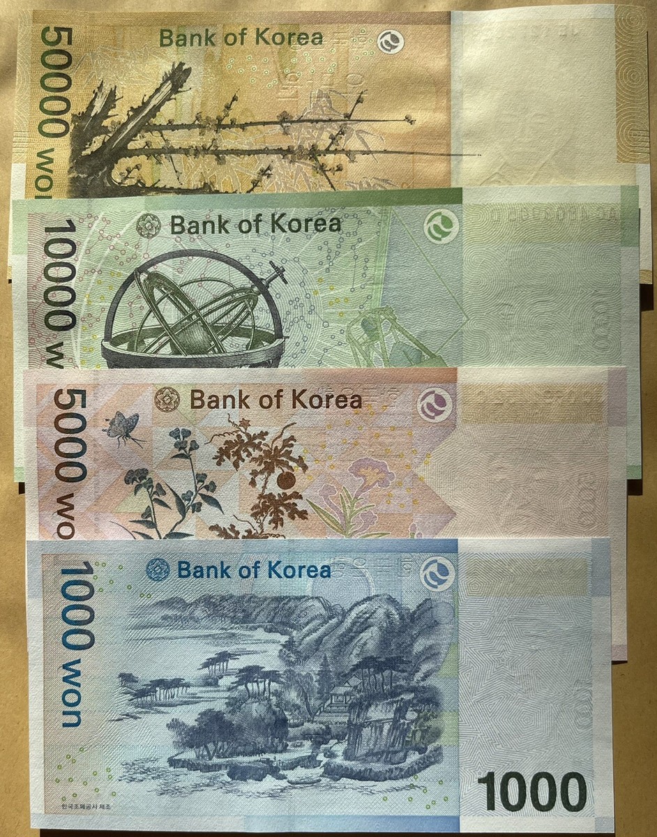 South Korea 1000 5000 10000 50000 Won 2005-2009 Year P-54-55 South Korea 1000 5000 10000 50000 Won 2005-2009 Year P-54-55