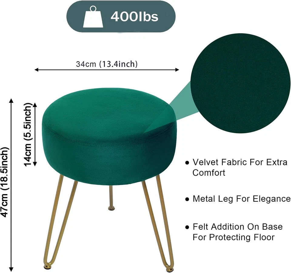 Multifunctional Vanity Stools - Velvet round Ottoman Modern Dressing Stool -Upho - Image 3 of 4