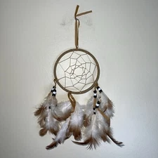 Dream Catcher Dreamcatcher Beige Tan Black & White Beads