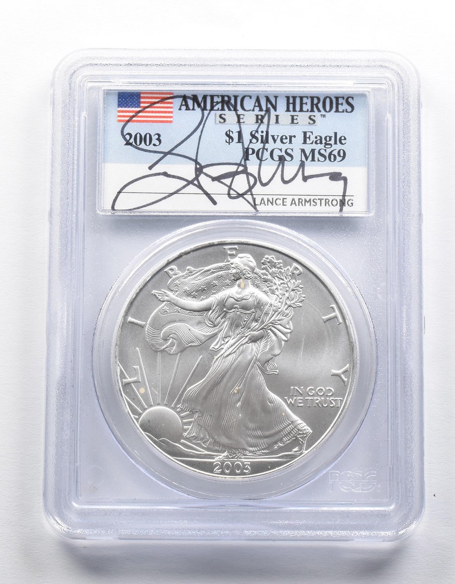 MS69 2003 American Silver Eagle American Hero Signed Lance