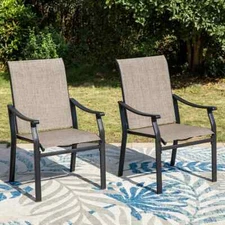 Outdoor Chairs Set of 2 Textilene Patio Dining Chairs Garden Backyard Armchairs