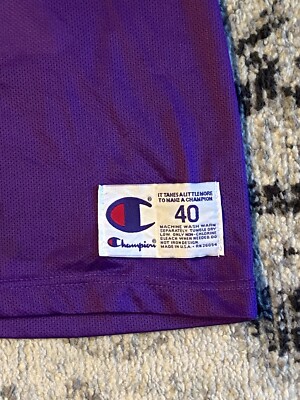Champion Jeff Hornacek Utah Jazz Vintage Purple Jersey Sz 40