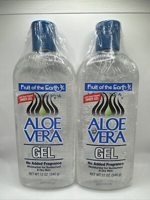 Fruit Of The Earth Aloe Vera Gel Moisturizer- Set Of 2 - 12pz Ea. NEW FREE SHIP!