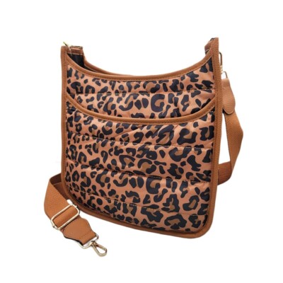 TIGERSTARS LEOPARD QUILTED PUFFER CROSSBODY BAG