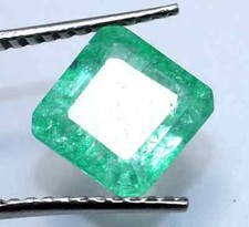 8.20 Ct Natural Green Emerald Asscher Cut Certified May Gemstone With Free Gift