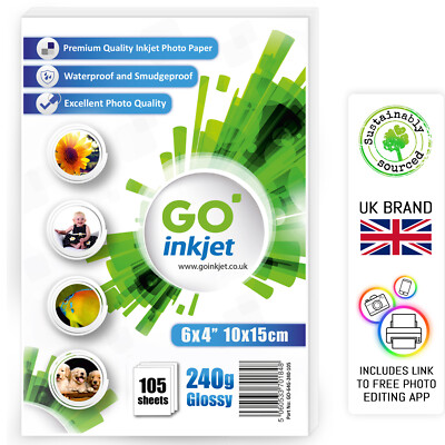 100 Blatt + EXTRA 5 Fotopapier 6x4 glänzend 240 g/m² Premium Fotopapier