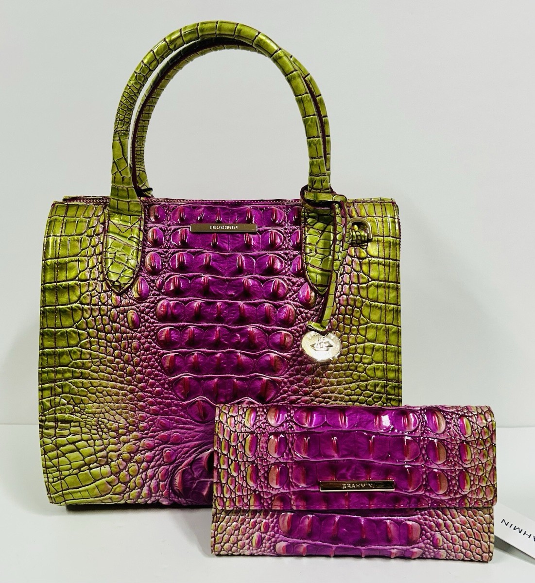 BRAHMIN NWT SMALL CAROLINE LIMEADE OMBRE MELBOURNE SATCHEL