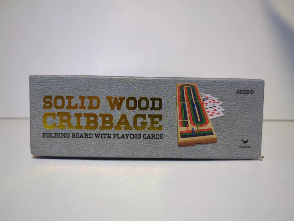 Cribbage Set Solid Wood Folding 3-Track Board with Playing Cards NEW in Shrink - Image 4 of 4