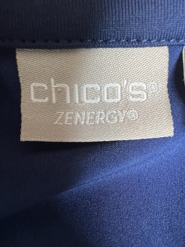 Chico's Zenergy Dress Knit Inset Navy Blue UPF 50+ Henley Shift Size 3 US 16 - Picture 7 of 11