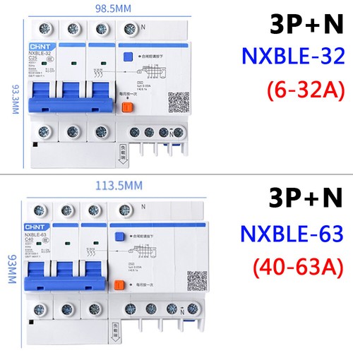 Fehlerstromschutzschalter 6-63A 2/3/4 polig 1P+N 3P+N RCD RCBO Typ C NXB - Bild 19 von 55