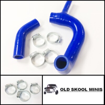 CLASSIC MINI BLUE SILICONE RADIATOR TOP & BOTTOM HOSE KIT 1000cc INC ...