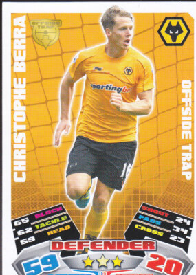 Match Attax Extra 11/12 Christophe Berra WOLVERHAMPTON WANDERERS Update Card U60