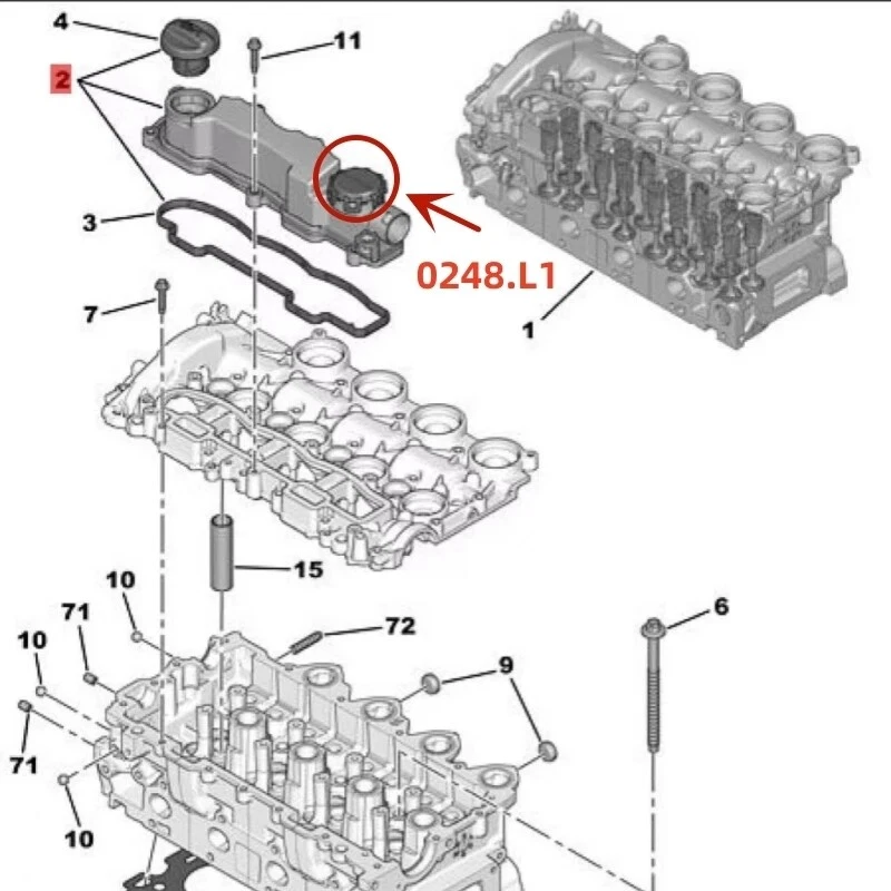 0248L1 para Peugeot Citroen Volvo Ford MAZDA Tapa Válvula Escape Válvula Diafragma Foto 2 de 4