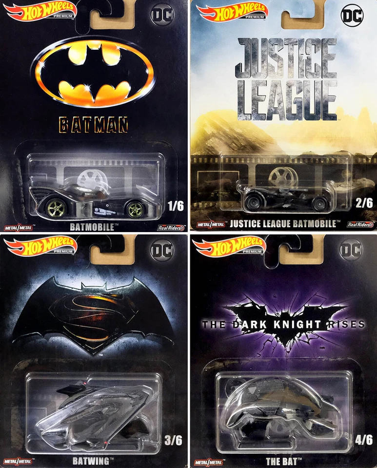 Batman Retro Entertainment Set 4 Modelli Batmobile Bat 1:64 Hot Wheels DMC55