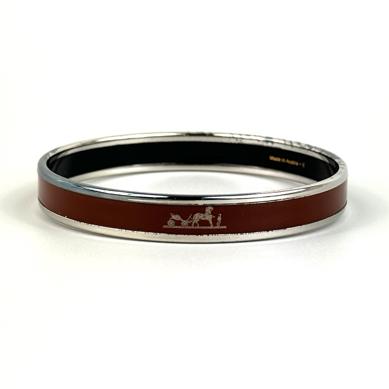 Hermes Caleche PM Carriage Bordeaux Silver Rare Bangle 200001FP-image