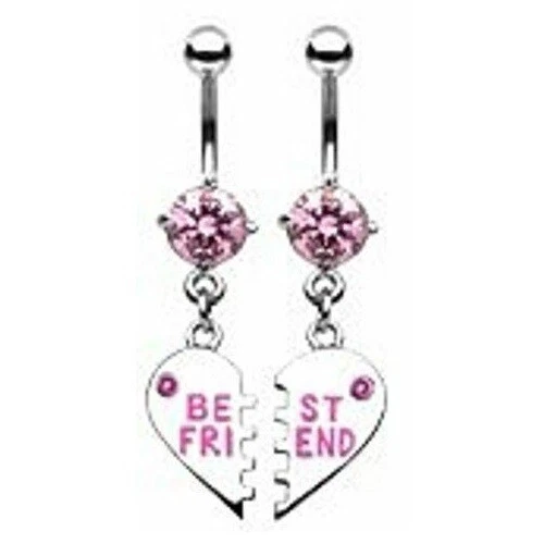 PINK 2 Best Friends Belly Button Ring 14g 3 8