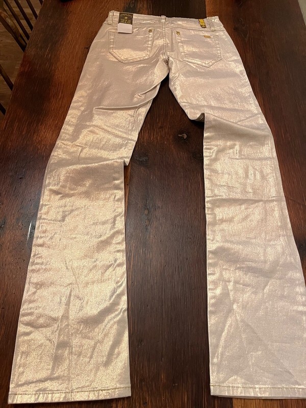 NEW! ZANA DI Gold Metallic Size 1 Juniors Boot Cut Jeans/Pants