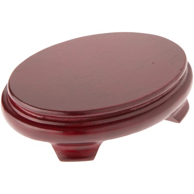Plymor Red Oval Wood Veneer Footed Display Base, 5''W x 3.5''D x 1.25''H, Pack of 2