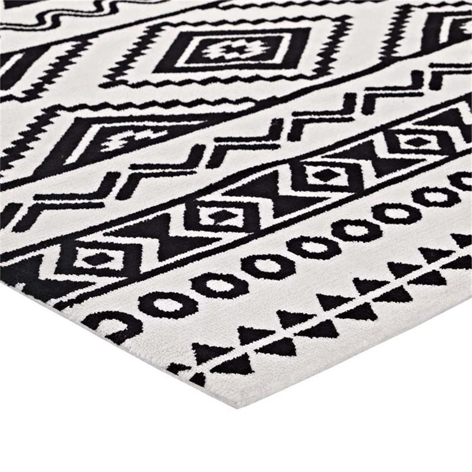 Modway Haku 60x96" Geometric Moroccan Tribal Area Rug in Black and White - Image 4 of 4