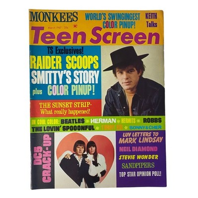 Teen Screen Magazine March 1967 Mark Lindsay w Pin-up No Label VG