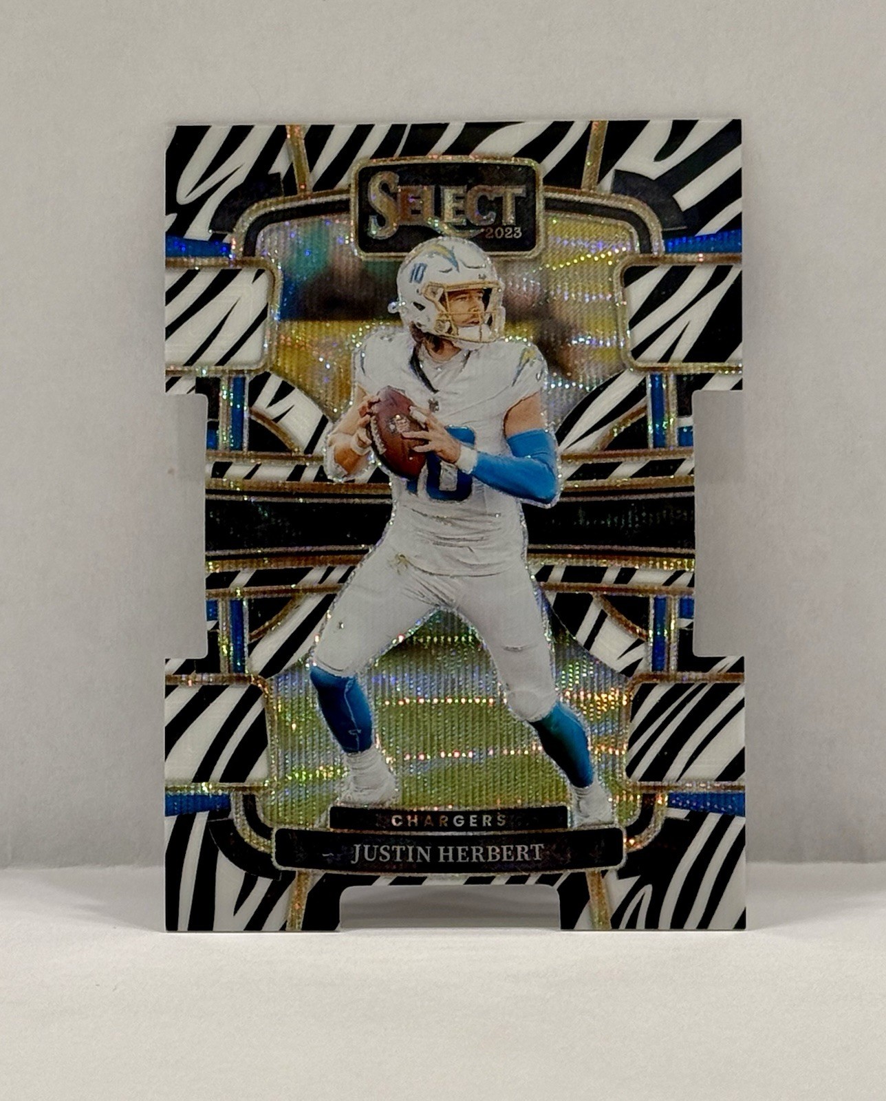 2023 Panini Select - Concourse Justin Herbert #52 ZEBRA Prizm Die-Cut SSP 💎