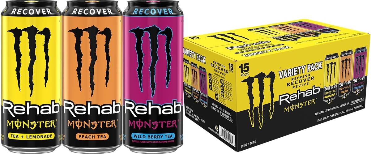 Energy Rehab LPWBT, Variety Pack, Energy Iced Tea, 15.5 Ounce 