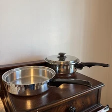 3 Pc - VNTG Inkor 2 Quart T304 W/ Lid & 8” Stainless Steel Sauce Pan 5 Ply USA