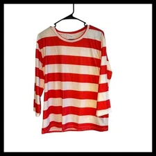 Red and White Striped Long Sleeve Top Size Large