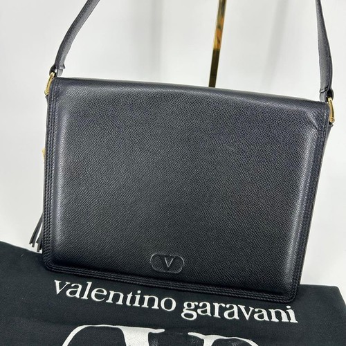 Valentino Garavani Black Leather Shoulder Bag, Near Mint, , Japan Japan