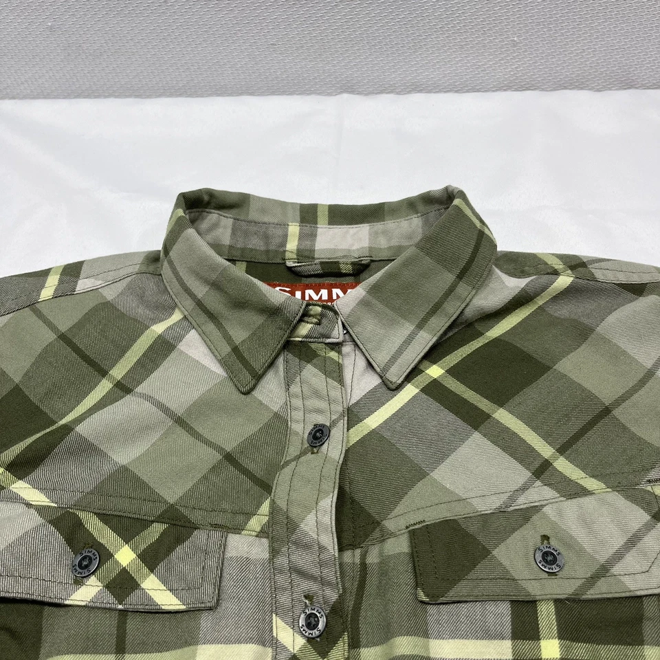 Simms Fishing Shirt Womens Small Green Plaid Western Long Sleeve Button-Up - Image 2 of 4