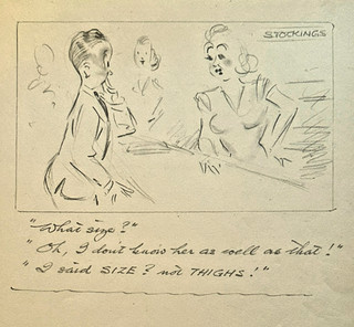 Bamforth Comic Pencil Sketch Artwork NYLONS STOCKINGS SIZE THIGHS SAUCY INNUENDO
