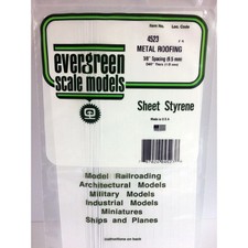 Evergreen 4523 Styrene Plastic Metal Roof 3/8"Spacing 0.040"x 12"x 6" 1